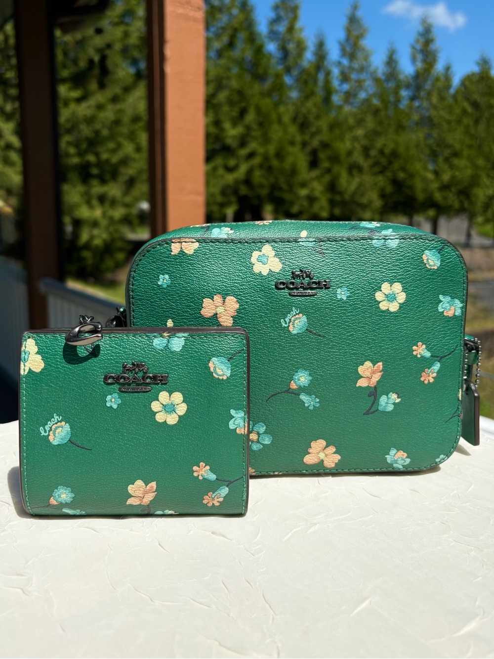 COACH Camera Bag With Mystical Floral Print With Matching Wallet C8699